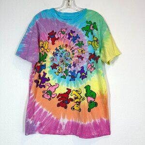 Liquid Blue Grateful Dead T-Shirt Retro Tie Dye Spiral Bear Large